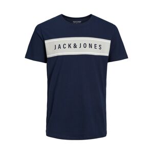 JACK & JONES Tričko 'Mast'  tmavomodrá / sivá / biela
