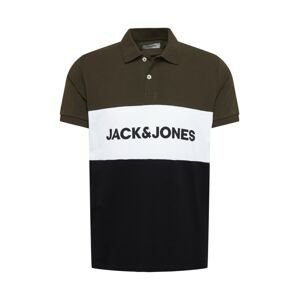 JACK & JONES Tričko  kaki / biela / tmavomodrá
