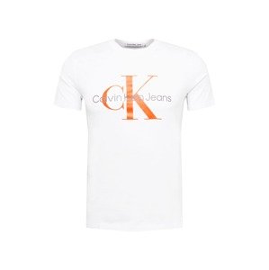 Calvin Klein Jeans Tričko  biela / striebornosivá / svetlooranžová