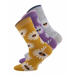 EWERS Ponožky  biela / horčicová / fialová / sivá melírovaná