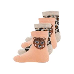EWERS Ponožky 'Socken 4er Pack Leo'  marhuľová / béžová / hnedá / čierna