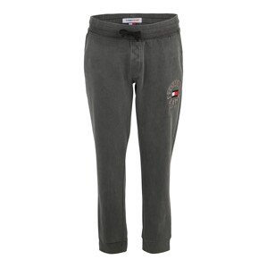 Tommy Jeans Plus Nohavice  čierna melírovaná / červená / biela / sivobéžová
