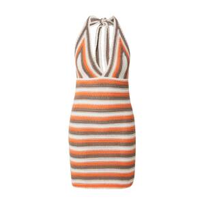 NEON & NYLON Pletené šaty 'BEACHIE'  nebielená / hnedá / oranžová