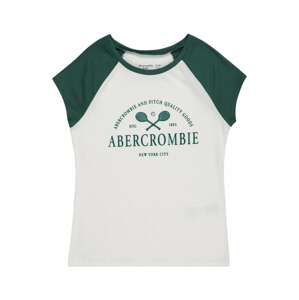 Abercrombie & Fitch Tričko  biela / smaragdová