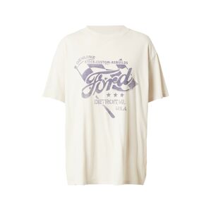 Abercrombie & Fitch Oversize tričko  krémová / modrá