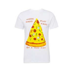 DEDICATED. Tričko 'Stockholm Work Hard Pizza'  biela / zmiešané farby