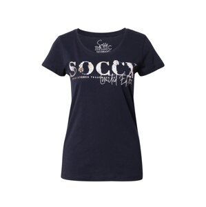 Soccx Tričko  svetlobéžová / tmavomodrá / biela