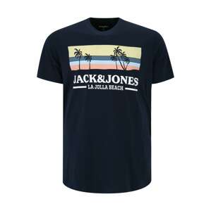 Jack & Jones Plus Tričko  námornícka modrá / biela / svetložltá / svetlomodrá / broskyňová