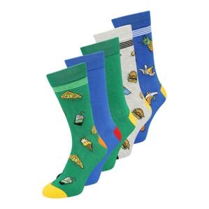 JACK & JONES Ponožky 'DAWSON'  modrá / zelená / svetlosivá / biela / žltá