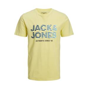 JACK & JONES Tričko 'Booster'  námornícka modrá / svetlomodrá / pastelovo žltá