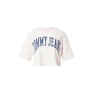 Tommy Jeans Tričko  svetloružová / biela / námornícka modrá