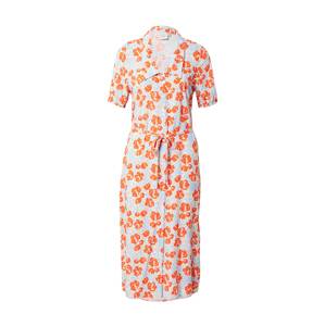 ICHI Košeľové šaty 'CEFALU'  pastelovo modrá / oranžovo červená / biela