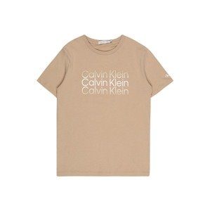 Calvin Klein Jeans Tričko  žltohnedá / biela
