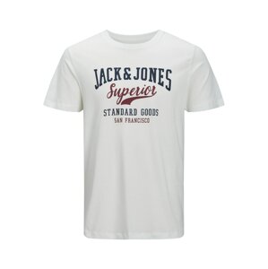 JACK & JONES Tričko  biela / námornícka modrá / tmavočervená