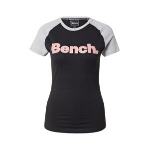BENCH Tričko 'TRINA'  čierna / sivá melírovaná / biela / ružová