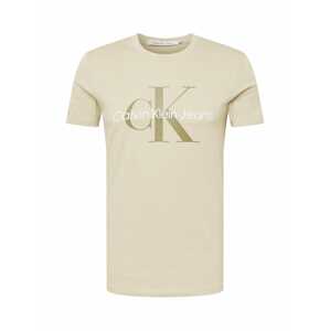 Calvin Klein Jeans Tričko  biela / olivová / farba ťavej srsti