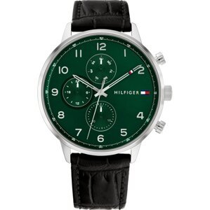TOMMY HILFIGER Analógové hodinky  zelená / červená / čierna / strieborná / biela