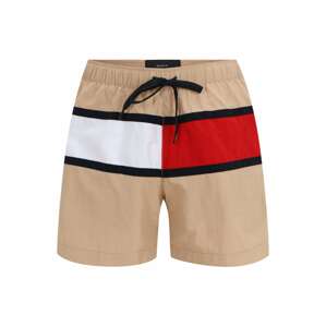 Tommy Hilfiger Underwear Plavecké šortky  tmavobéžová / červená / čierna / biela