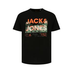 Jack & Jones Plus Tričko  čierna / oranžová / zelená