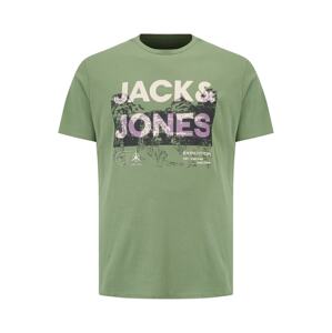Jack & Jones Plus Tričko  zelená / sivá / biela