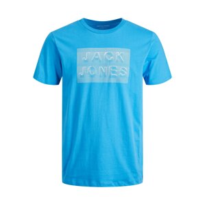 JACK & JONES Tričko 'FOAM'  nebesky modrá / biela
