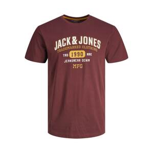 Jack & Jones Plus Tričko 'Stamp'  burgundská / žltá / biela