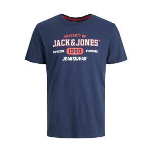 Jack & Jones Plus Tričko 'STAMP'  námornícka modrá / koralová / biela