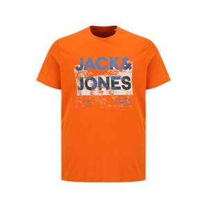 Jack & Jones Plus Tričko 'COTREK'  oranžová / modrá / biela / námornícka modrá