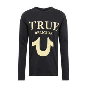 True Religion Tričko  čierna / pastelovo žltá