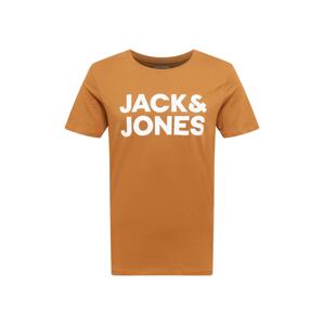 JACK & JONES Tričko  karamelová / biela