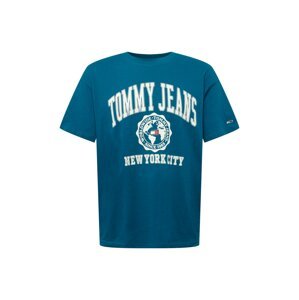 Tommy Jeans Tričko  petrolejová / červená / biela
