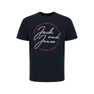 Jack & Jones Plus Tričko 'JERRYS'  námornícka modrá / biela / červená