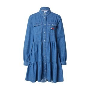 Tommy Jeans Košeľové šaty  modrá denim / červená / biela