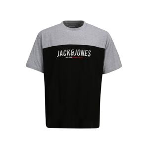 Jack & Jones Plus Tričko  sivá / čierna / biela