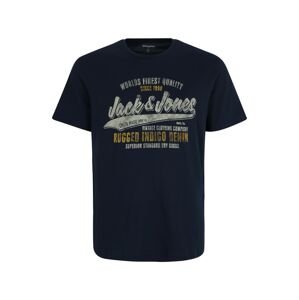 Jack & Jones Plus Tričko 'BOOSTER'  námornícka modrá / svetlosivá / žltá