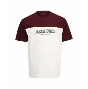 Jack & Jones Plus Tričko 'Dan'  biela / vínovo červená / tmavomodrá
