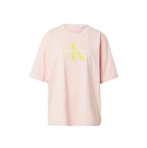 Calvin Klein Jeans Oversize tričko  ružová / biela / limetová