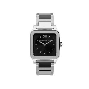 Kapten & Son Analógové hodinky 'Tresor Silver Black Bold Steel'  čierna / strieborná