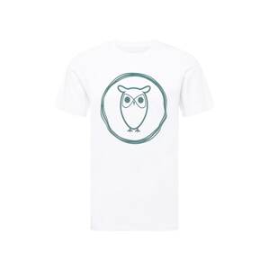 KnowledgeCotton Apparel Tričko 'Owl'  smaragdová / biela