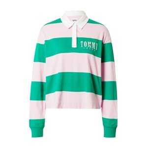 Tommy Jeans Tričko  biela / zelená / pastelovo ružová