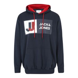 Jack & Jones Plus Mikina 'LOGAN'  námornícka modrá / červená / biela