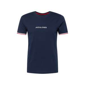 JACK & JONES Tričko 'RINGER'  námornícka modrá / jasne červená / biela